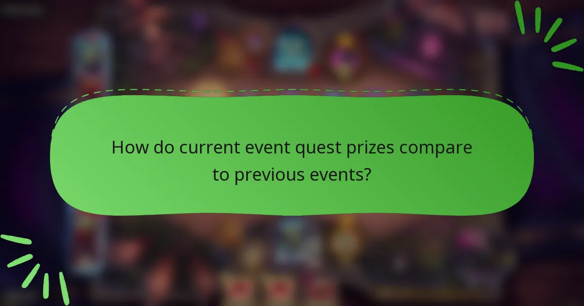 How do current event quest prizes compare to previous events?