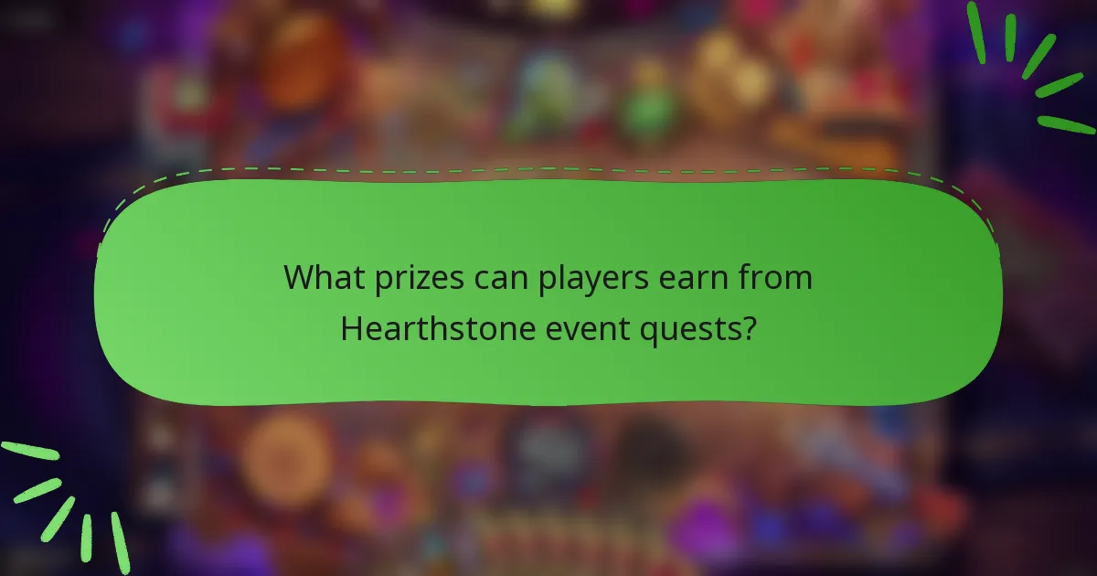 What prizes can players earn from Hearthstone event quests?